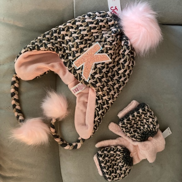 Justice Other - NWT- Justice “K” Hat and Mittens set